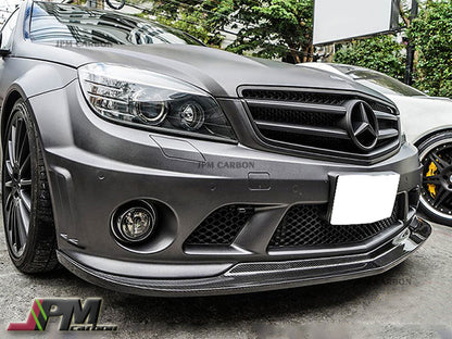 AK Style Carbon Fiber Front Bumper Add-on Lip Fits For 2008-2011 Mercedes-Benz W204 Pre-Facelift C63 Sedan