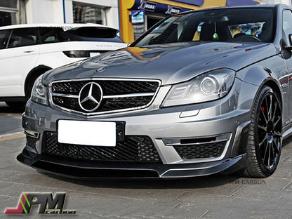 RZ Style Carbon Fiber Front Bumper Add-on Lip Fits Fort 2012-2014 Mercedes-Benz W204 C204 Facelift C63 Sedan/Coupe