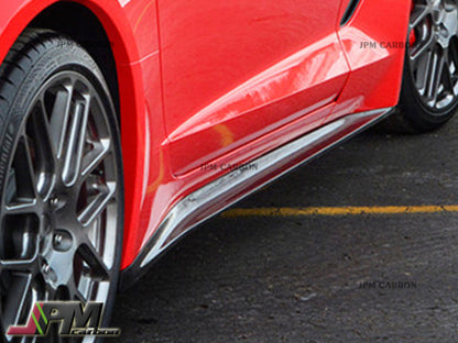 Z51 Style Carbon Fiber Side Skirt Add-on Lips Fits For 2014-2019 Chevrolet Corvette C7 All Models Only