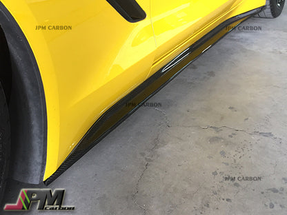 Z51 Style Carbon Fiber Side Skirt Add-on Lips Fits For 2014-2019 Chevrolet Corvette C7 All Models Only