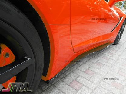 Z06 Style Carbon Fiber Side Skirt Add-on Lips Fits For 2014-2019 Chevrolet Corvette C7 All Models Only