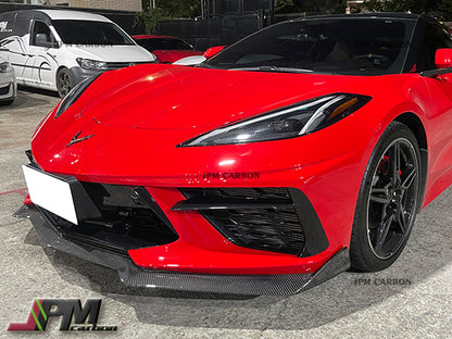 5VM Style Carbon Fiber Front Bumper Add-on Lip Fits For 2020-2023 Chevrolet Corvette C8 Only