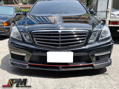 V Style Carbon Fiber Front Bumper Add-on Lip Fits For 2010-2013 Mercedes-Benz W212 Pre-Facelift E63 AMG Only