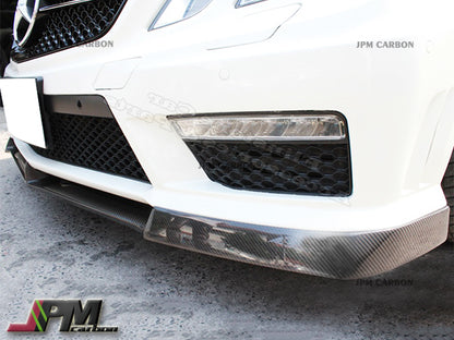 V Style Carbon Fiber Front Bumper Add-on Lip Fits For 2010-2013 Mercedes-Benz W212 Pre-Facelift E63 AMG Only