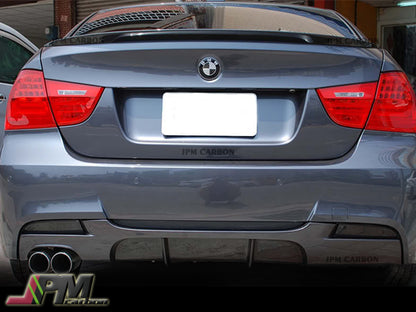 P Style Carbon Fiber Rear Diffuser (For Left Dual Tips) Fits For 2006-2011 BMW E90 M-Sport Only