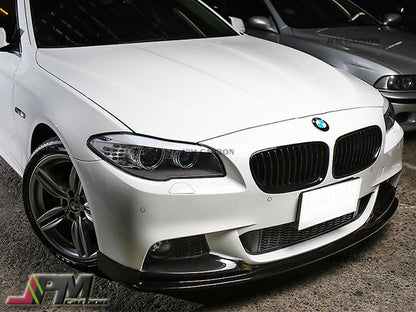 3D Style Carbon Fiber Front Bumper Add-on Lip Fits For 2011-2016 BMW F10 5-Series M-Sport Package Only