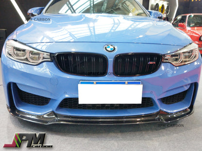 V Style Carbon Fiber Front Bumper Add-on Lip Fits For 2015-2020 BMW F80 M3 / F82 M4 Only