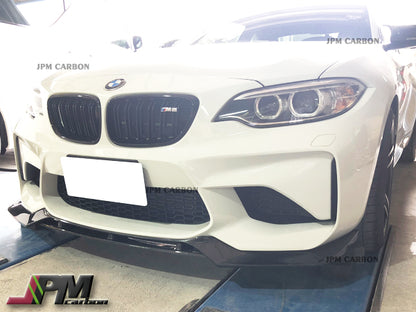 V Style Carbon Fiber Front Bumper Add-on Lip Fits For 2015-2018 BMW F87 M2 Only