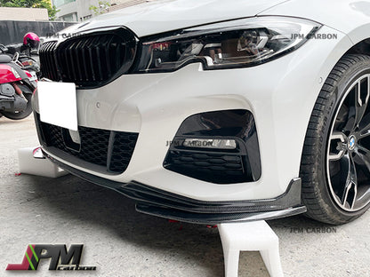 M Performance Style Carbon Fiber Front Bumper Add-on Lip Fits For 2019-2021 BMW G20 G21 G28 3-Series with M-sport Package Only