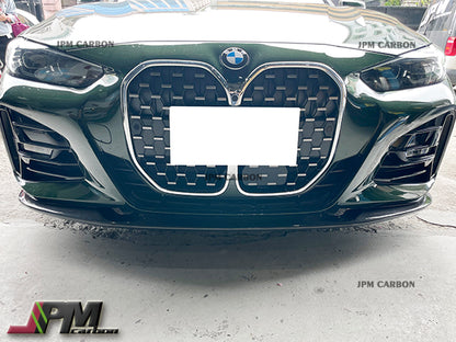 3D Style Carbon Fiber Front Bumper Add-on Lip Fits For 2020-2024 BMW G22 G23 G26 4-Series with M-sport Package Only