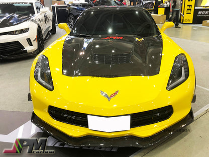 JPM R1 Carbon Fiber Front Bumper Add-on Lip with Splitter Lip w/ Winglets Fits For 2014-2019 Chevrolet Corvette C7 Only