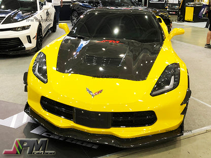 JPM R1 Carbon Fiber Front Bumper Add-on Lip with Splitter Lip w/ Winglets Fits For 2014-2019 Chevrolet Corvette C7 Only