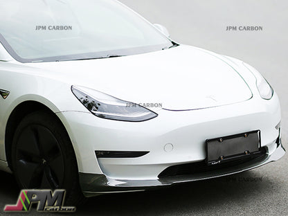 DP Style Carbon Fiber Front Bumper Add-on Lip Fits For 2017-2023 Tesla Model 3 Only