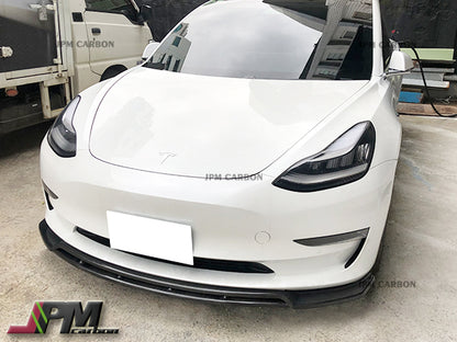 MX2 Style Carbon Fiber Front Bumper Add-on Lip Fits For 2017-2023 Tesla Model 3 Only