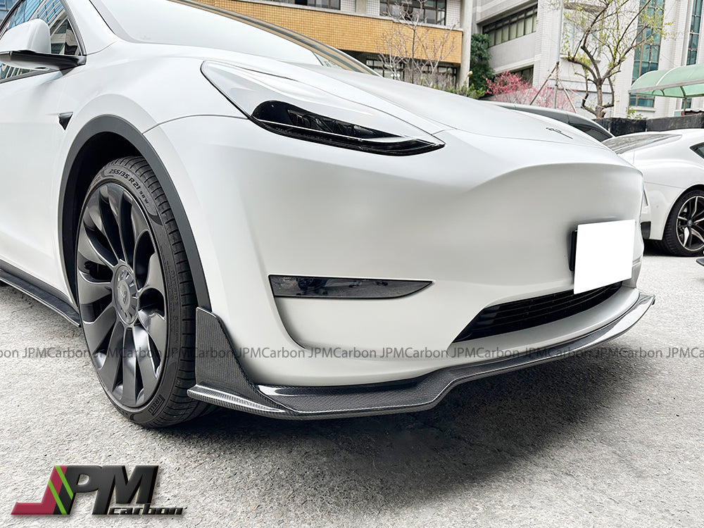 DP Style Carbon Fiber Front Add-on Lips Fits For 2020-2023 Tesla Model Y Only