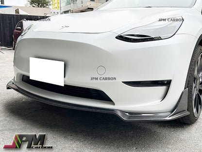 DP Style Carbon Fiber Front Add-on Lips Fits For 2020-2023 Tesla Model Y Only