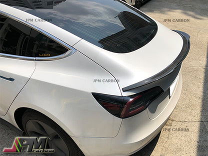 MX Style Carbon Fiber Trunk Spoiler Fits For 2017-2023 Tesla Model 3 Only