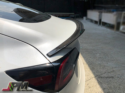 MX Style Carbon Fiber Trunk Spoiler Fits For 2017-2023 Tesla Model 3 Only