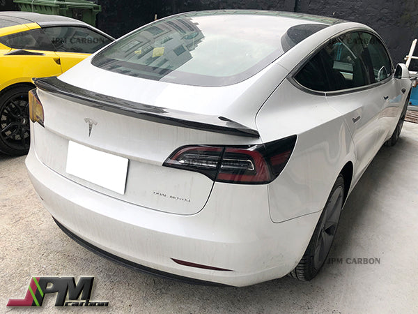 V Style Carbon Fiber Trunk Spoiler Fits For 2017-2023 Tesla Model 3 Only