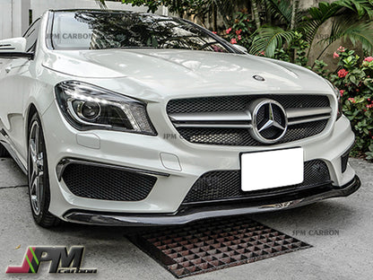 Carbon Fiber Front Bumper Add-on Lip Cover Fits For 2013-2016 Mercedes-Benz W117 Pre-facelift with AMG Sport Package Only