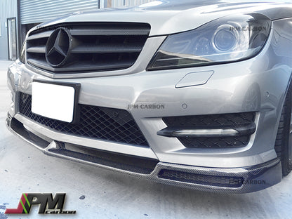 V Style Carbon Fiber Front Bumper Add-on Lip Fits For 2012-2014 Mercedes-Benz W204 C204  Facelift C-Class with AMG Sport Package Only