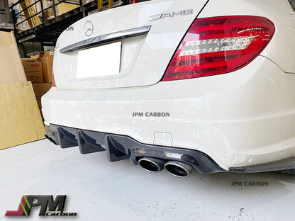 Big Fins Style Carbon Fiber Rear Diffuser Fits For 2012-2014 Mercedes-Benz W204 C204 Facelift C250 C350 C63 Only