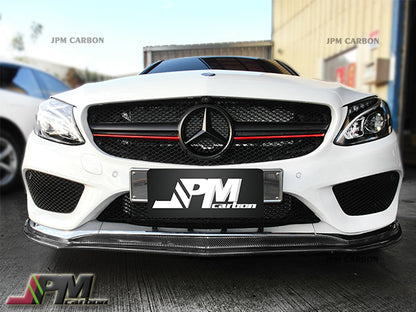 DP3 Style Carbon Fiber Front Bumper Add-on Cover Lip Fits For 2015-2018 Mercedes-Benz W205 Pre-facelift C-Class with AMG Sport Package Only