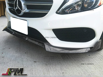 B Style Carbon Fiber Front Bumper Add-on Cover Lip Fits For 2015-2018 Mercedes-Benz W205 Pre-facelift C-Class with AMG Sport Package Only