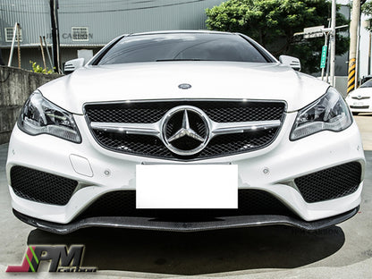 Carbon Fiber Front Bumper Add-on Cover Lip Fits For 2014-2017 Mercedes-Benz C207 Pre-facelift E-Class with AMG Sport Package Only