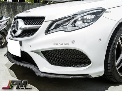 Carbon Fiber Front Bumper Add-on Cover Lip Fits For 2014-2017 Mercedes-Benz C207 Pre-facelift E-Class with AMG Sport Package Only