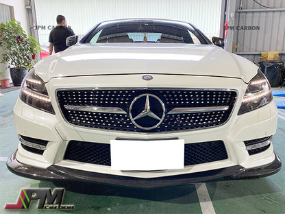 GH Style Carbon Fiber Front Bumper Add-on Lip Fits For 2011-2014 Mercedes-Benz W218 Pre-facelift CLS-Class w/ AMG Sport Package Only